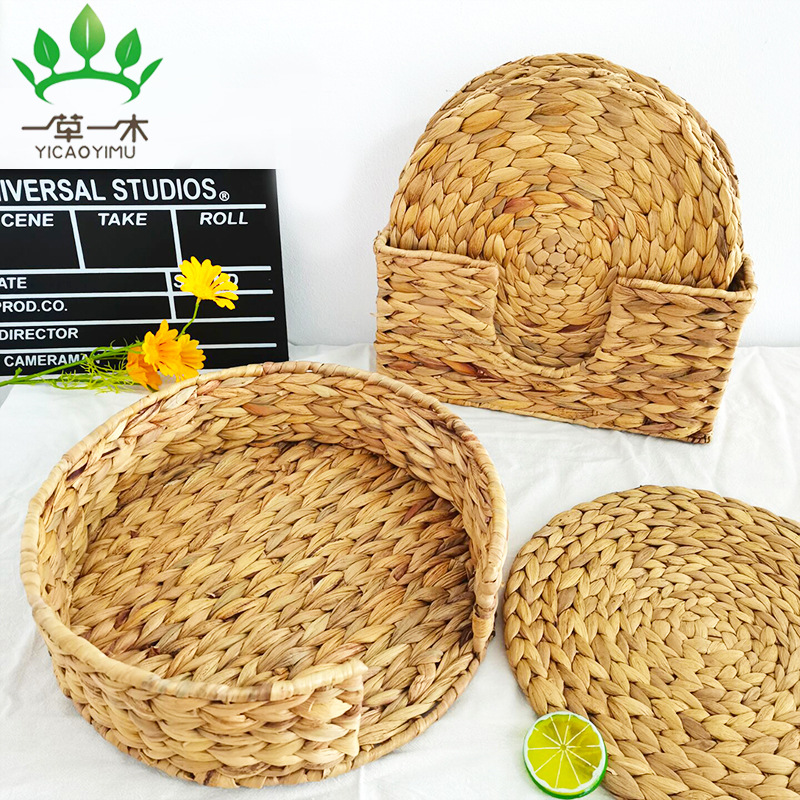 Water Hyacinth Storage Basket American Home Storage Basket Straw Placemat Storage Basket Woven Storage Basket