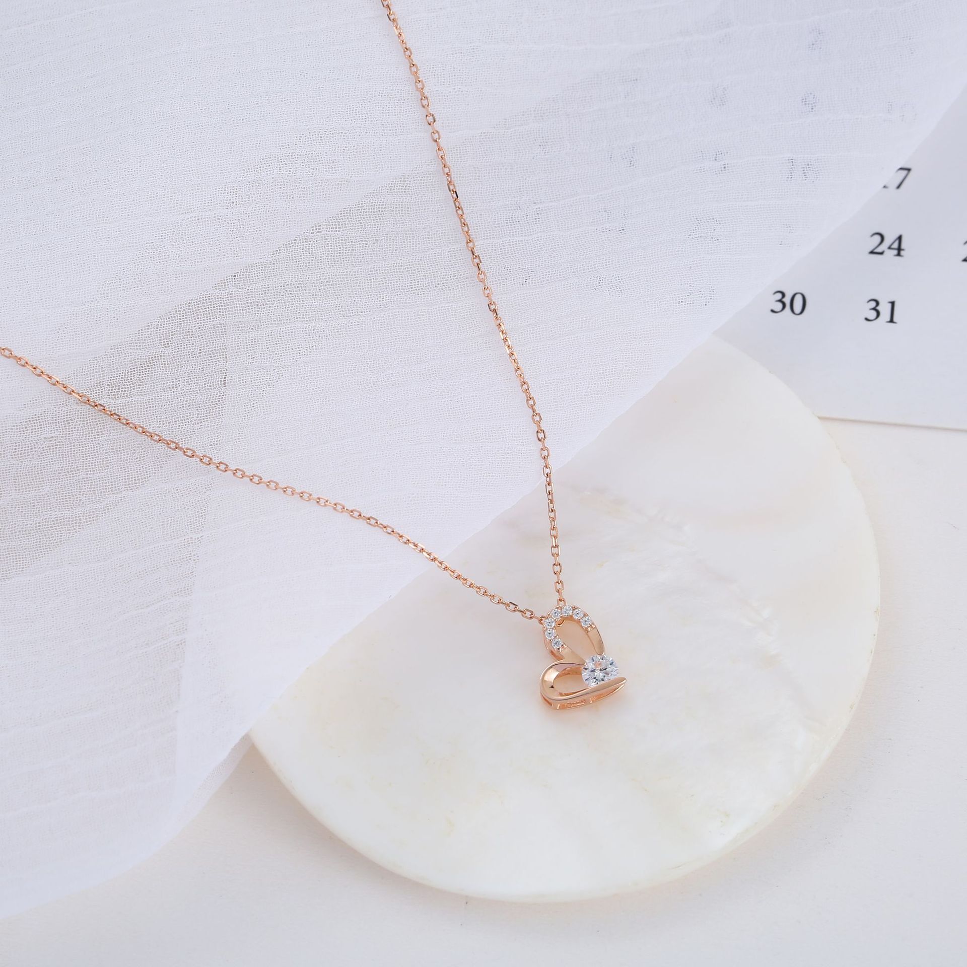 Processing custom OEM/ODM explosive source factory S925 silver necklace love zircon inlaid collarbone chain female full figure