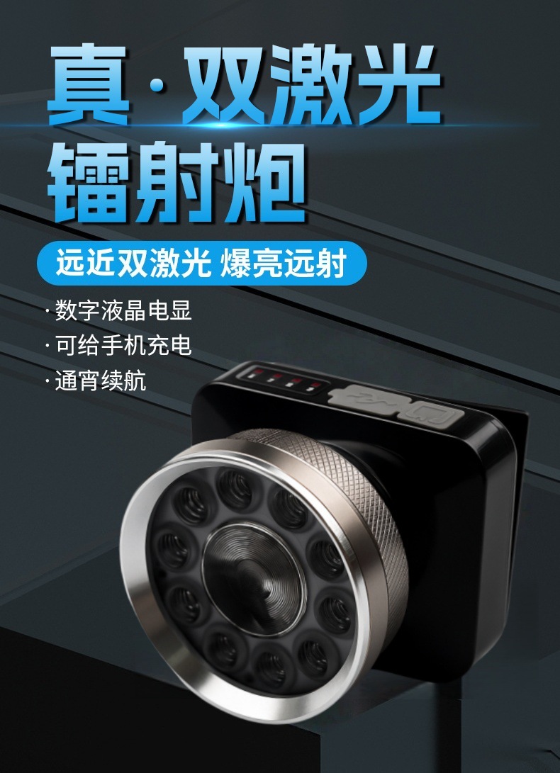 双光源远近一体超亮头灯超灯头戴充电长续航户外新款矿灯远射照明详情3