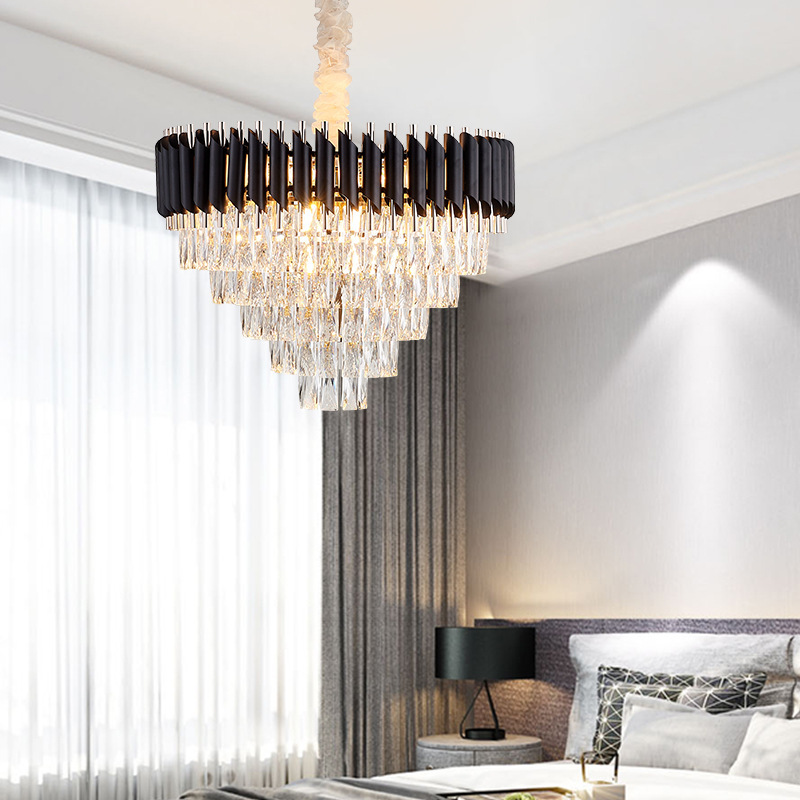Living room chandelier Modern crystal light luxury Nordic bedroom lamps Luxury hotel atmosphere restaurant American simple lighting details Picture