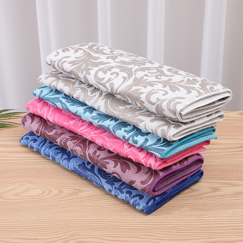 Non-Shedding Non-Oil Pattern Cloth Dish Towel Absorbent Thickening Cleaning Household Kitchen Supplies Cloth