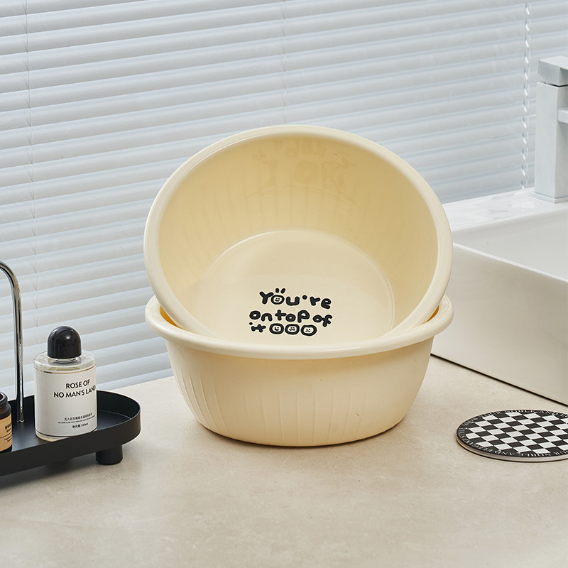 Ins-style plastic washbasin, thickened small size, adult laundry basin, household student and children's foot wash basin, dormitory washbasin details Picture