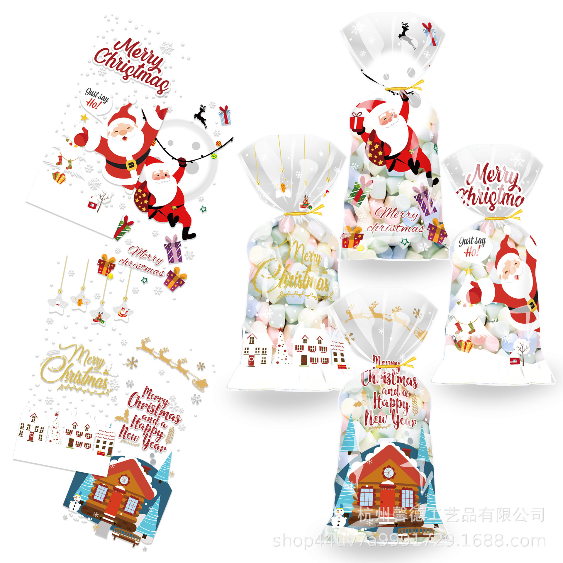 SL005 Merry christmas mary christmas Snowman Party Candy Gift Transparent OPP Plastic Bag Item Picture
