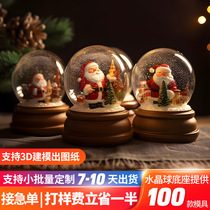 Custom Christmas series music box music box crystal ball resin crafts decoration automatic snow snow ball