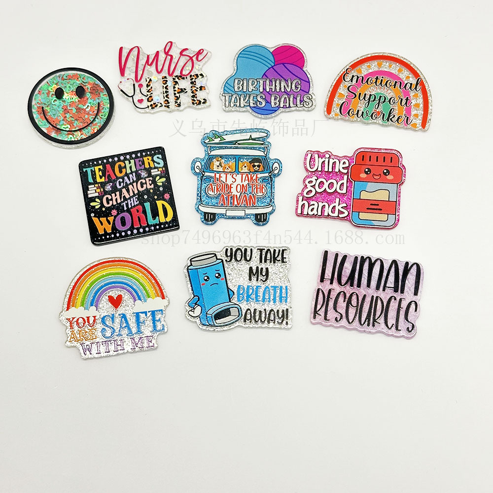 New Acrylic Piece Accessories Loose Powder Cross Border Cartoon Letter Bag Jewelry Pin Diy Patch Telescopic Buckle