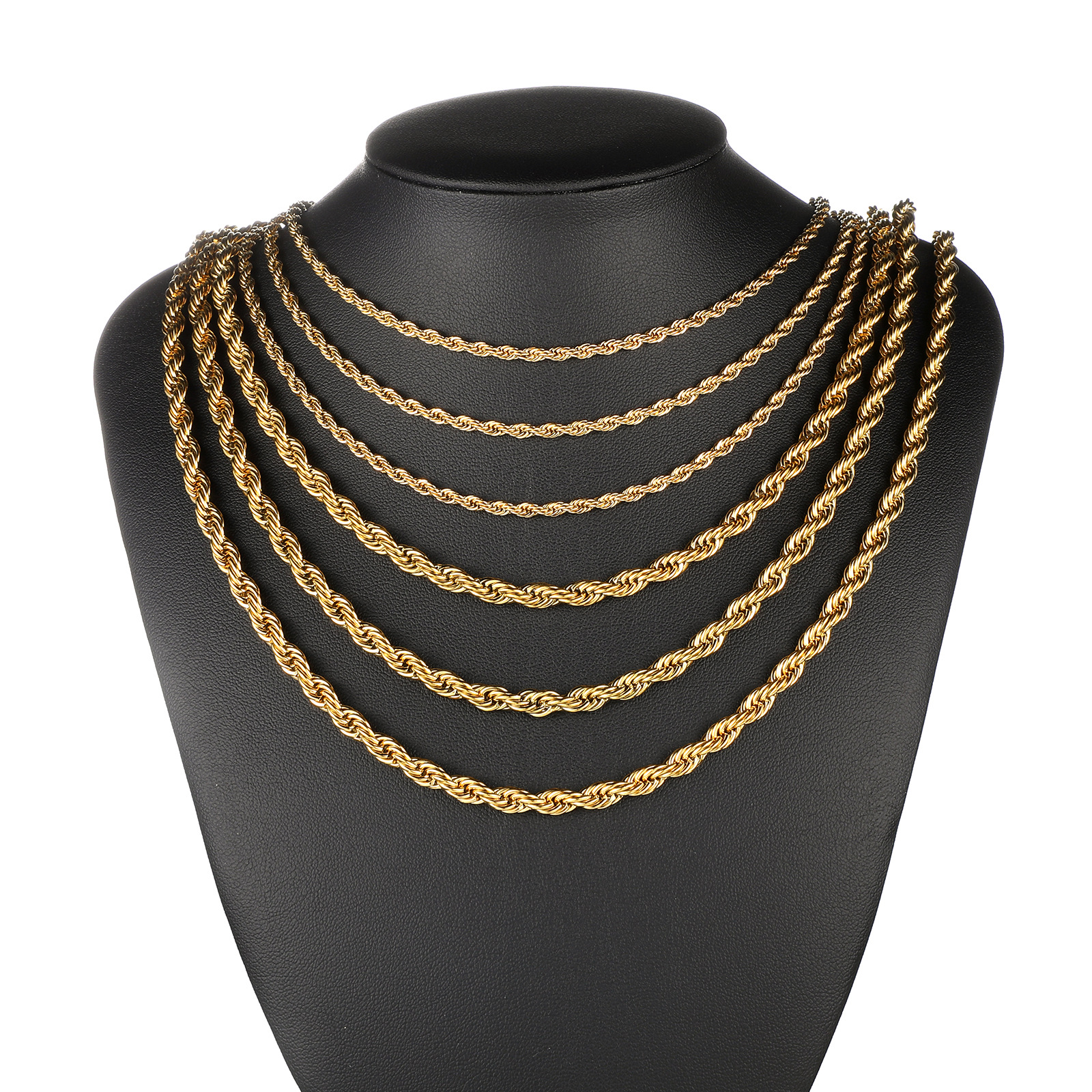 Stainless Steel Twist Chain Vacuum Electroplated Gold Necklace Hip Hop Accessories With Chain Collarbone Chain Men's Necklace Item Picture