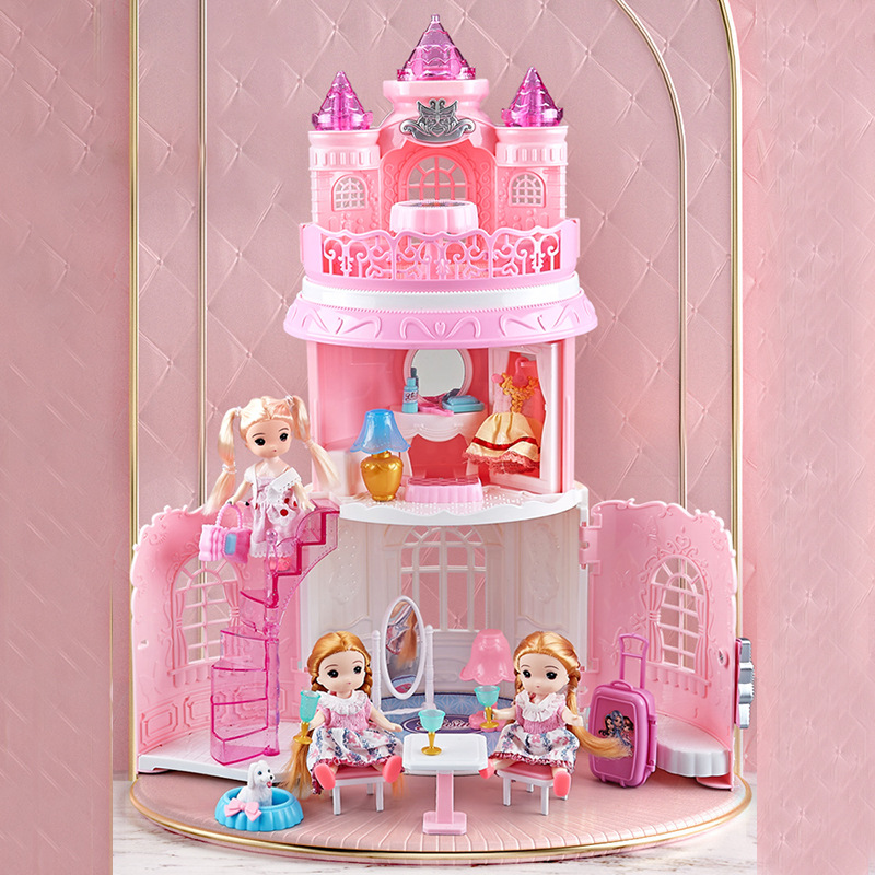Princess dreamy luxury bedroom toy house Little girl playing house Simulation exquisite castle suitcase Girl toys Specification image
