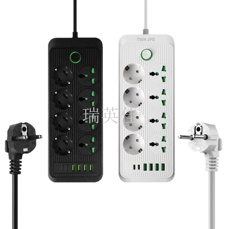 European German standard power strip, USB charging socket for Turkey and Egypt, cross-border export extension cable, power strip, anti-electric shock Item Picture
