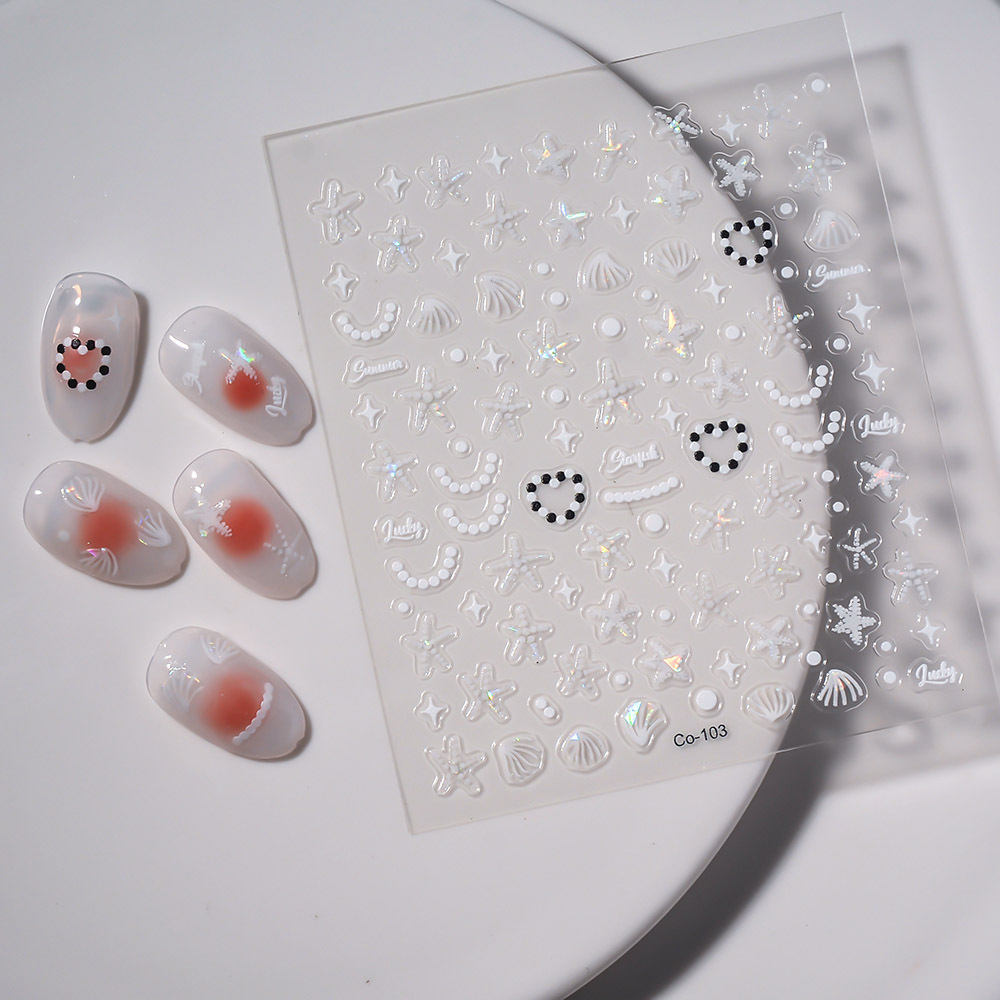 Dazzling reflective starfish, pearl and shell nail art, sweet and fresh planner accessories, high-end self-adhesive stickers factory direct sales Specification image
