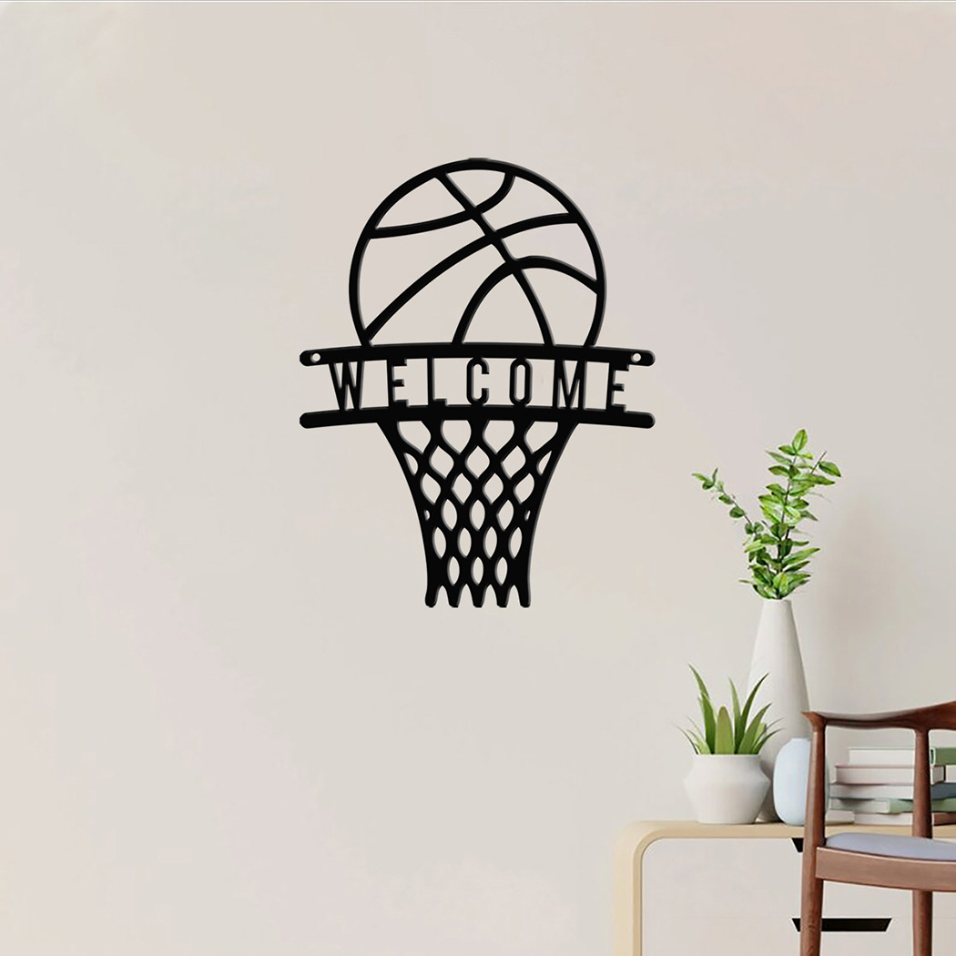 简约篮球框黑色铁艺线条镂空室内居家墙面防水装饰工艺壁挂艺术品
