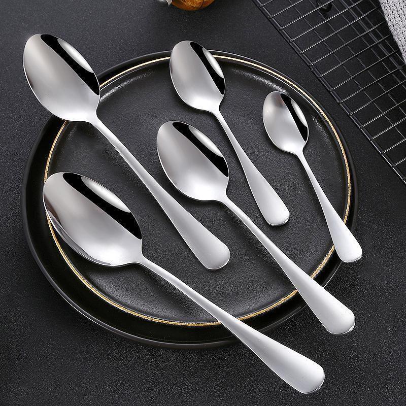1010 stainless steel tableware, knives, forks, spoons, home and hotel soup spoons, rice spoons, fruit forks, Western steak knife and fork sets details Picture