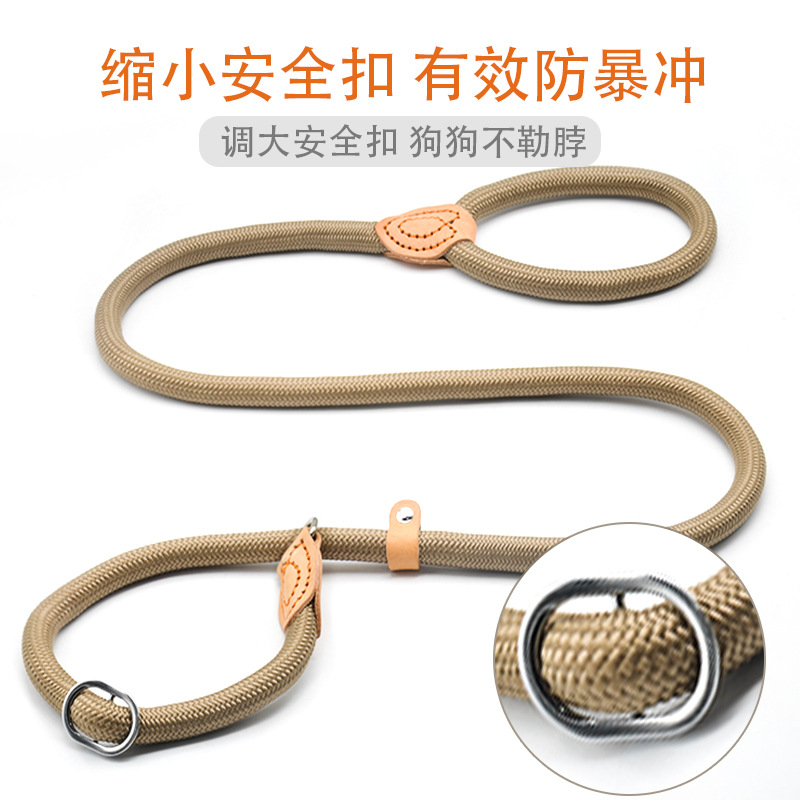 Hot-selling anti-riot P-chain leash, nylon sewn leather pet dog leash, extended and thickened dog leash, training dog leash, P-leash Application Scenario
