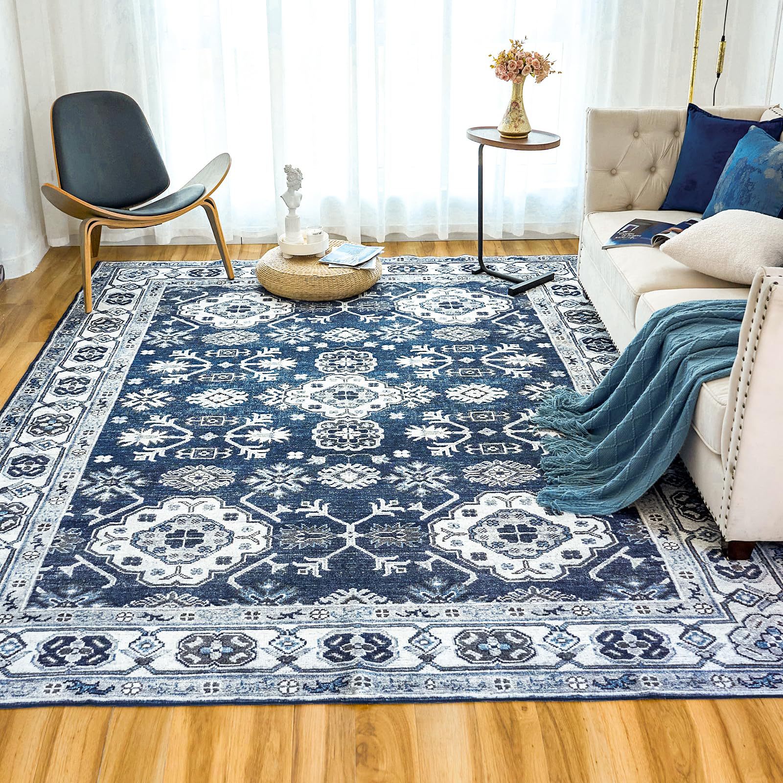 Cross-border Amazon machine-washable floor mat, living room coffee table, retro washable carpet with anti-slip and foldable carpet Specification drawing