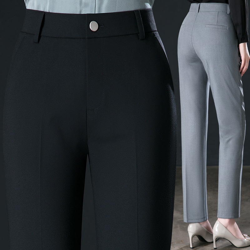 Spring black professional dress pants, women's straight-leg pants, high-waisted slimming long pants, loose formal pants, suit pants Specification image