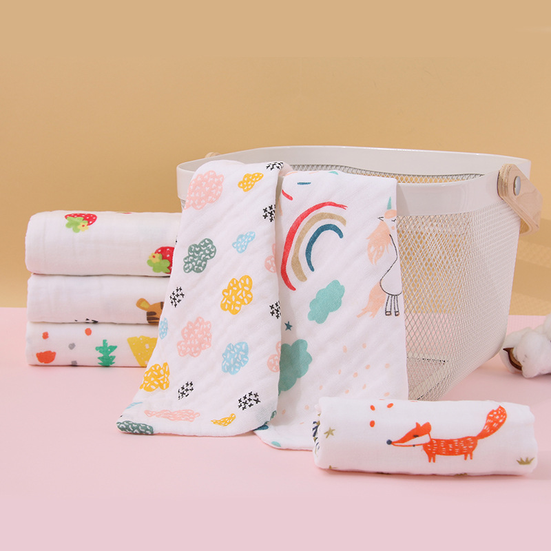 Gauze Towel Wholesale Soft Absorbent Newborn Baby Small Square Towel Pure Cotton Saliva Towel Children's Towel All Cotton Class A details Picture