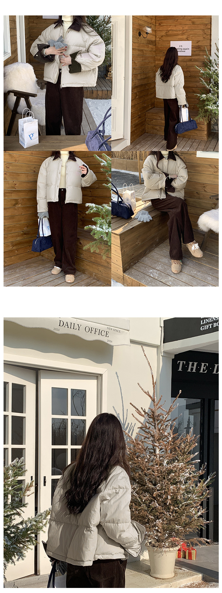 羽绒服女2025冬季新款韩系风宽松百搭白鸭绒保暖翻领面包服外套详情9