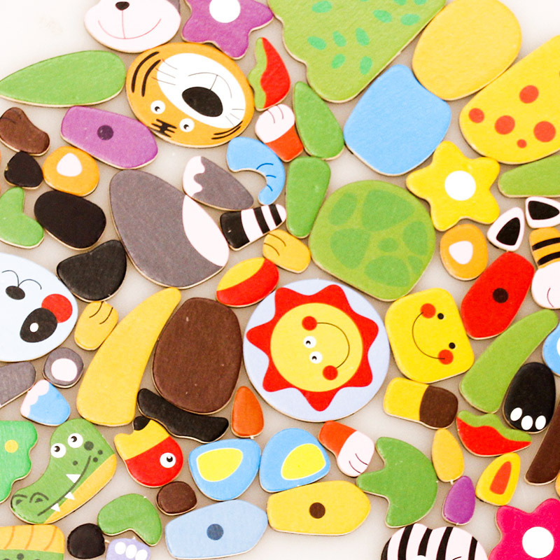 儿童拼图森林动物双面画板多功能磁性立体拼图木制益智玩具