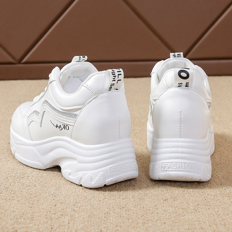 The popular thick-soled insole height-increasing dad shoes for women, with leather uppers and ins trends, are a new spring 2025 versatile casual sports shoe Specification image