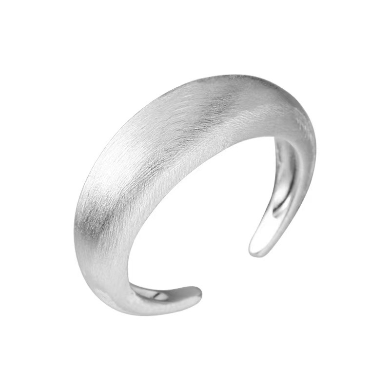 925 sterling silver ring with matte brushed finish, index finger ring opening design, bright silver versatile ring Item Picture