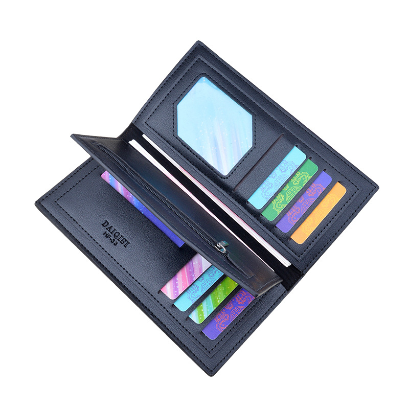 New Men's Wallet, Long Vertical Wallet, Fashionable Spliced Color-Blocking Soft Wallet, Multi-Slot Large Cash Holder, Suit Bag Application Scenario