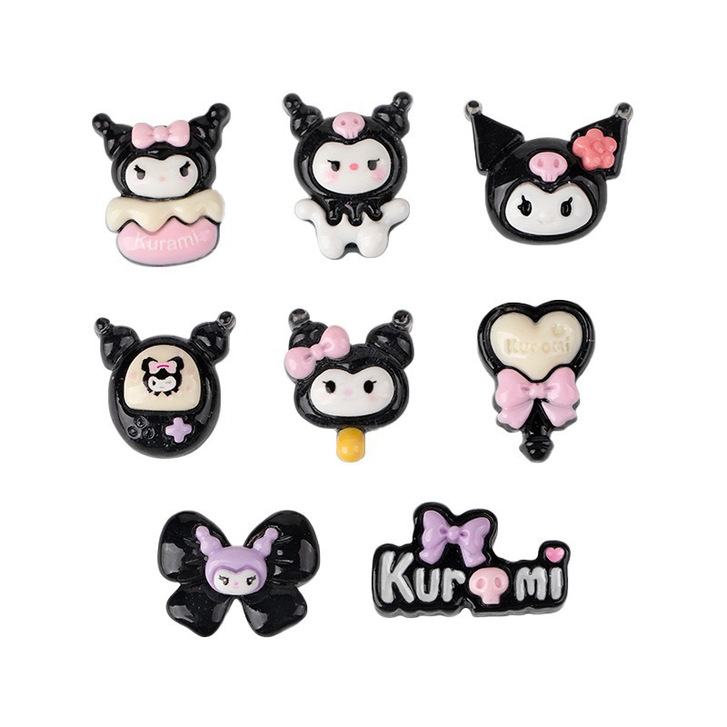 Resin accessory cartoon Kuromi Ice Transparent series handmade diy cream glue phone case patch storage box decoration Item Picture