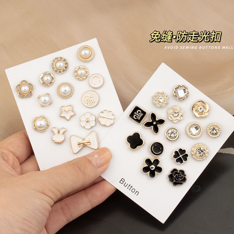 Non-Slip Button No-Sew Shirt Shirt Cardigan Woman Button Pearl Collar Invisible Button Button Brooch Small Button details Picture