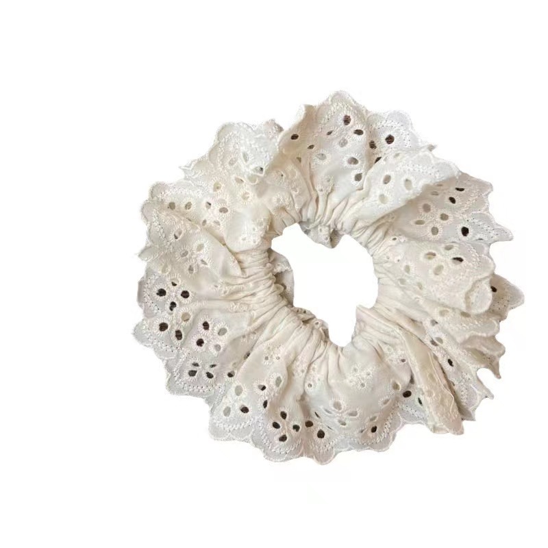 Ins Style High Appearance Level British Preppy Blue Check Scrunchie Western French Vintage Lace Escherichs Item Picture