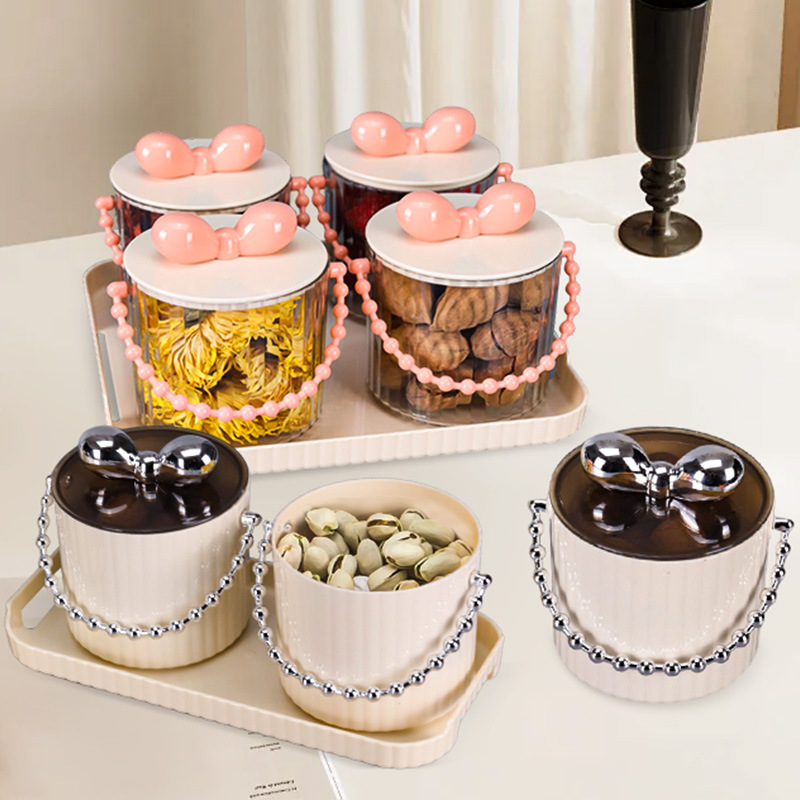 New home candy box, fruit plate, tea water plate, creative, light luxury, high-end cream-style tea and snack box by the fire details Picture