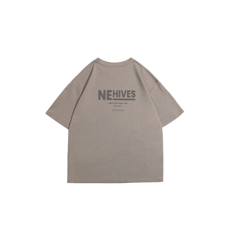 Letter-printed pure cotton heavy-duty short-sleeved T-shirt for men, summer trendy brand ins half-sleeved base layer, Hong Kong-style loose T-shirt Item Picture