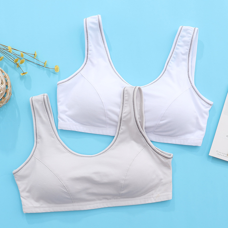New pure cotton underwear growth vest fixed cotton pad girls no underwire anti-slip student bra wholesale full figure
