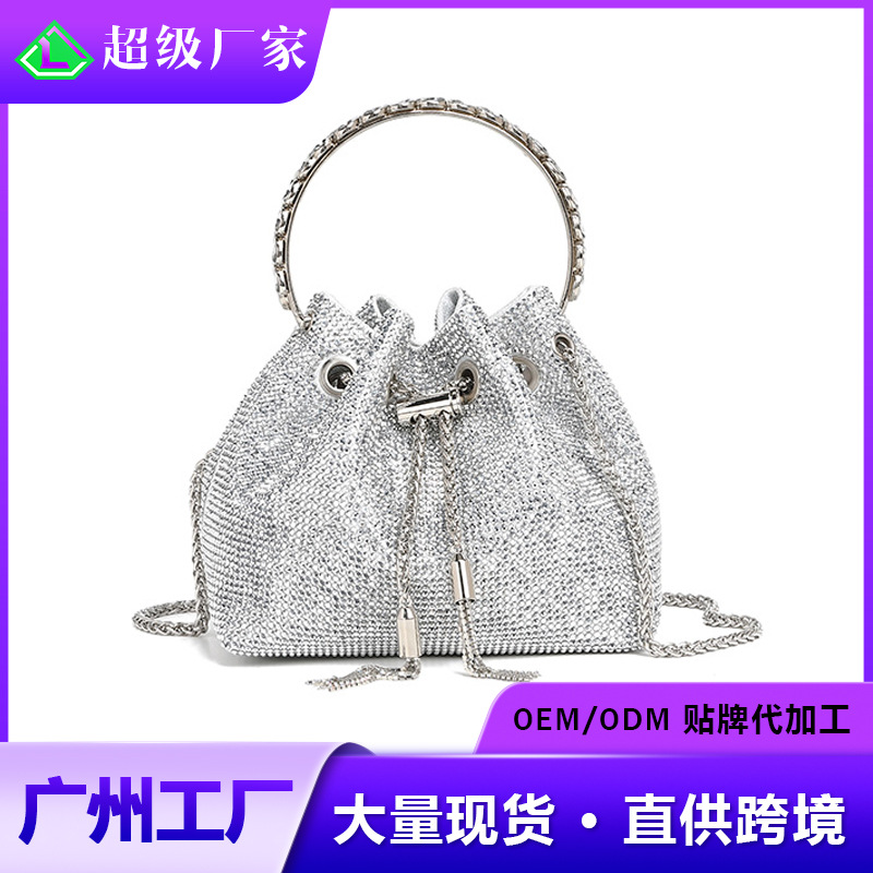 晚宴包女包2025春季新款时尚韩版链条满钻单肩斜挎水钻包厂家直销