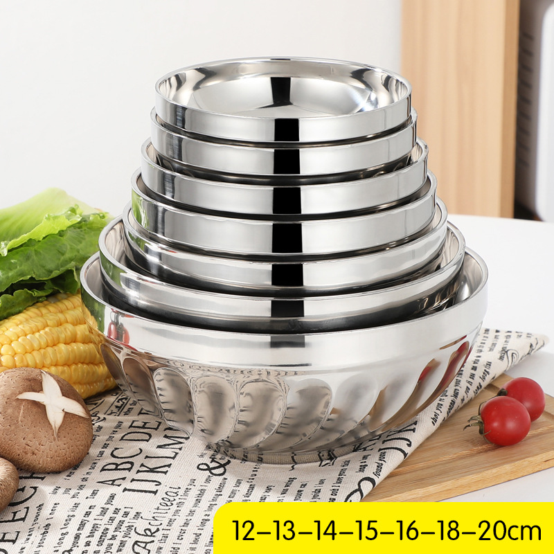 Stainless steel bowl, home cafeteria bowl, anti-scald iron bowl, double-layer insulated soup noodle bowl, kindergarten children's bowl, free shipping