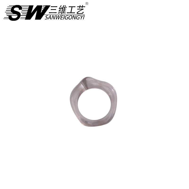 Korean retro geometric colored rings, fashionable candy-colored ins style transparent rings, girlish style resin rings Item Picture