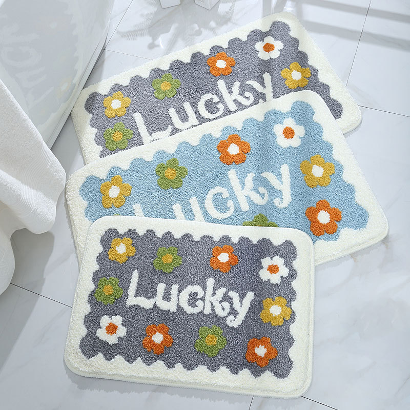 Daisy bathroom bathroom door absorbent non-slip mat door door bedroom bedside foot mat carpet hair thumbnail
