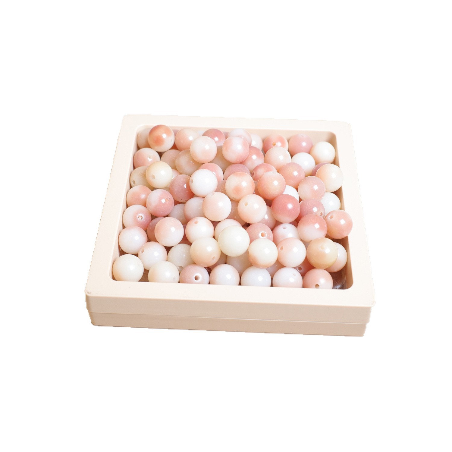 DIY natural Bodhi root loose beads, hand-strung beads, green floating flower peach pink round beads, bucket beads, bracelet accessories Item Picture