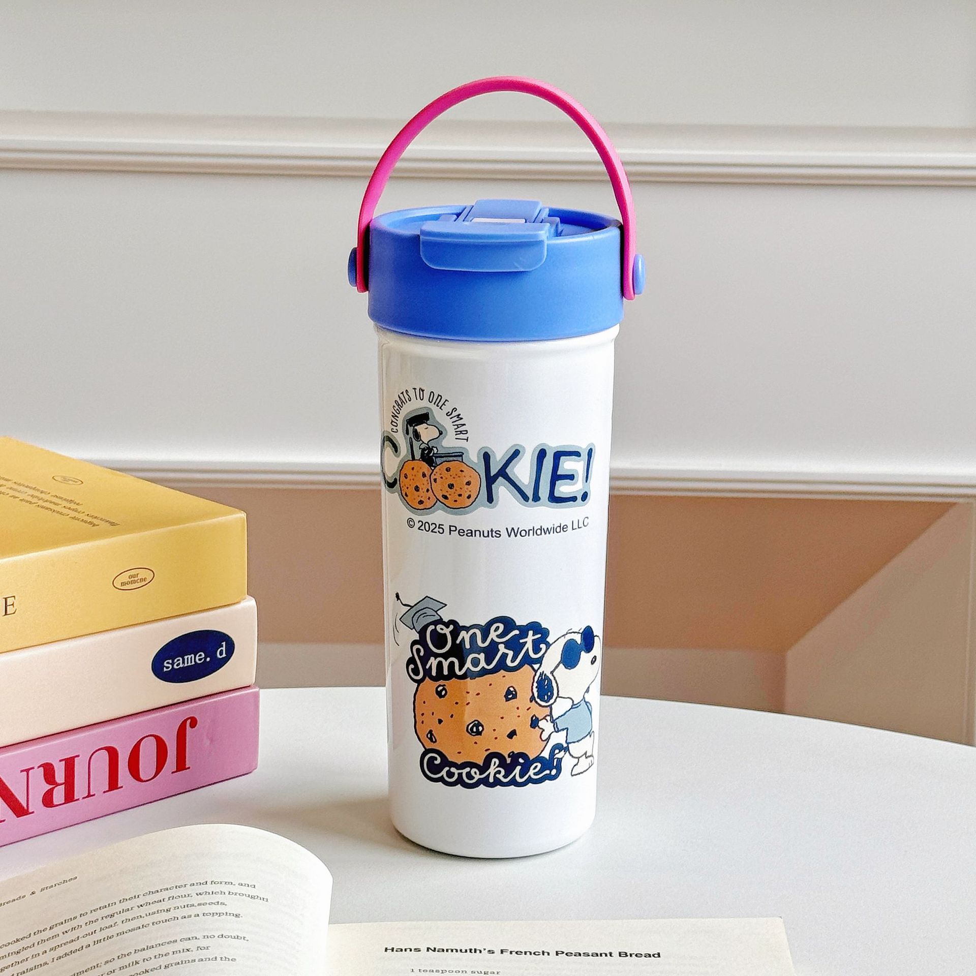 The new cartoon cute stainless steel coffee cup is a portable double-drinking straw thermos with a large capacity and is easy to carry around Specification image