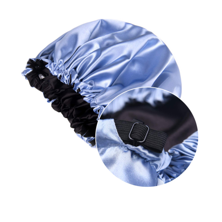 Cross-border source of pure color tint nightcap imitation silk high stretch nightcap strap children protective wig cap manufacturers full figure