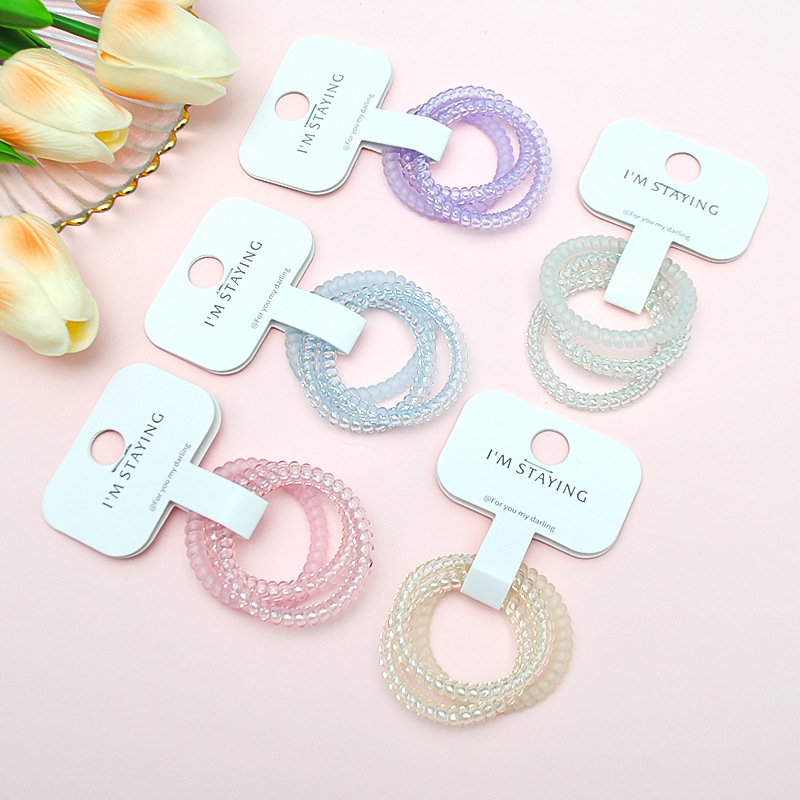 Color Boxed Phone Line Hairband Korean Version Simple Hair Band Female Hair Hair Accessories 3 Card Installed Seamless Head Rope details Picture