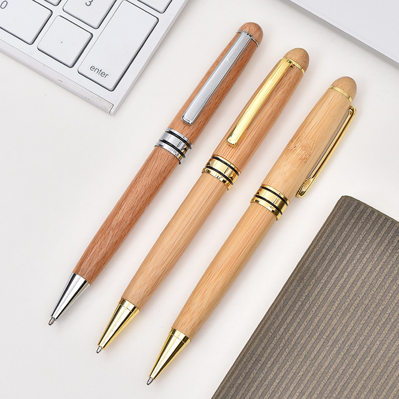 Supply Of Office Supplies Student Ballpoint Pen Business Bamboo Wood Rotary Oil Signature Pen Advertising Gifts Writing Pen