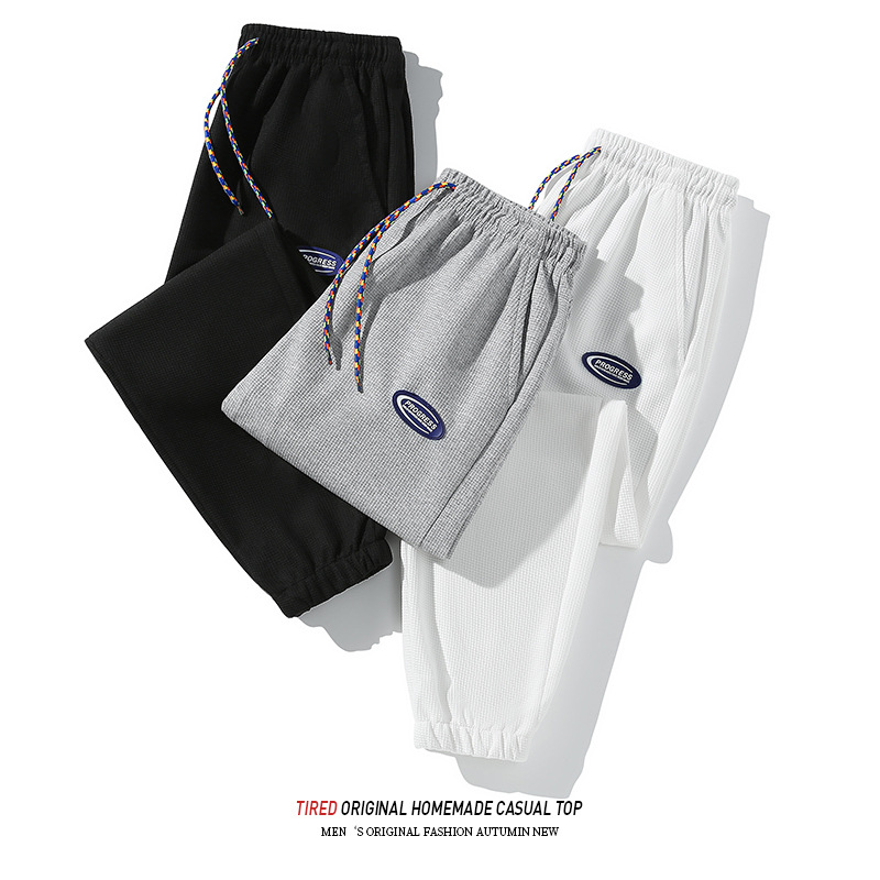 Spring New style waffle loose, ins trendy, Japanese button-down, Hong Kong-style long pants for men Specification image