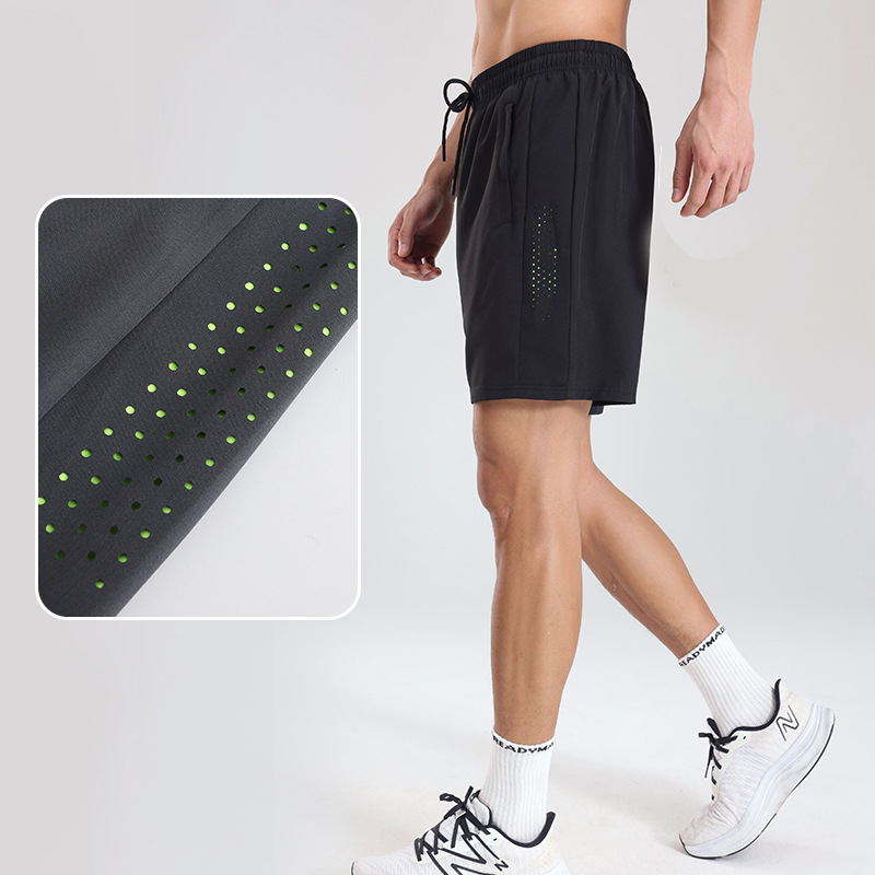 亚马逊男士运动短裤夏季速干透气篮球跑步健身直筒激光打孔五分裤
