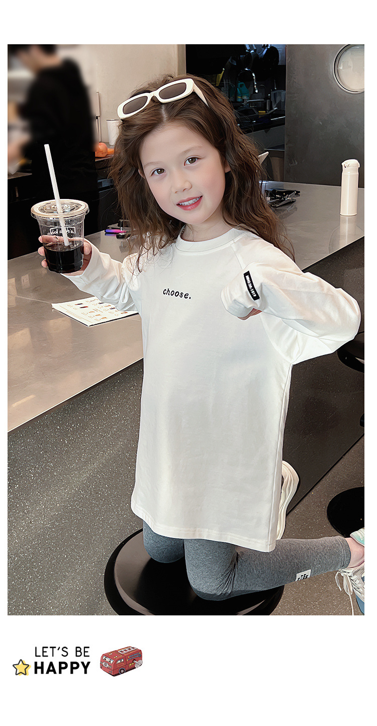 纯棉儿童中长款白t恤女童洋气上衣大童装长袖打底衫2025春装新款详情12