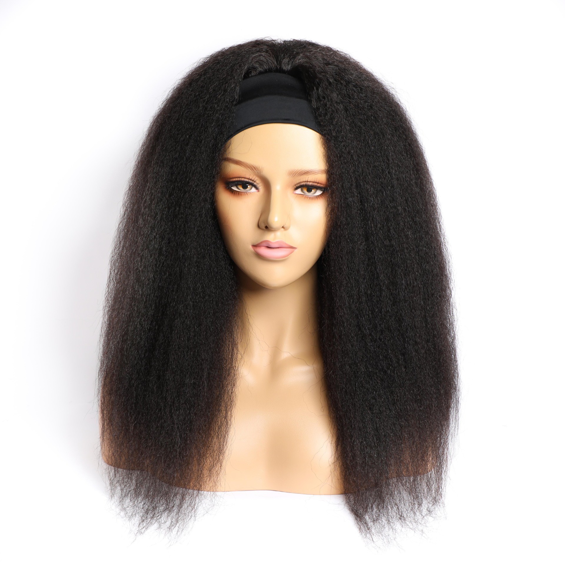 European and American export style headscarves, wigs, human hair with yaki pattern, long hair, black brocade hair products