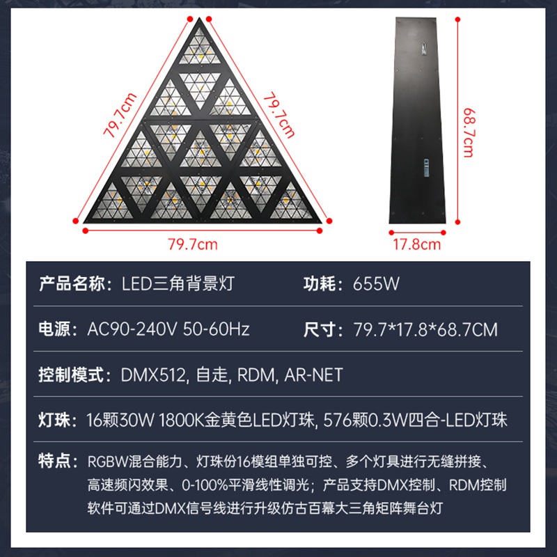 LED triangular matrix lights, bar full-color horse racing effect lights, stage background lights, and spliced flashing retro lights Application Scenario