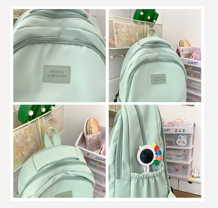 森系大容量高中大学生书包女简约百搭ins校园风双肩包女电脑背包详情48