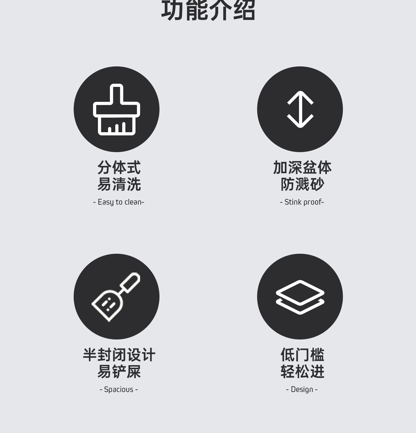 超大号不锈钢猫砂盆半封闭防带出猫厕所猫咪屎盆尿盆宠物用品批发详情3