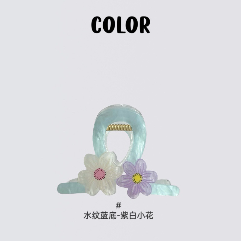 Yuzu Mi accessories are cute and sweet. The candy-colored flower claw clip is fresh and versatile. It is a shark clip hair accessory for the back of the head pic 2