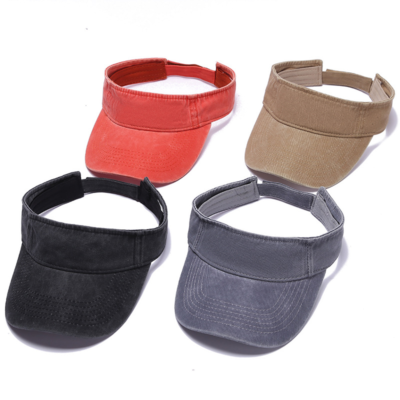 Cross-Border Spot Personalized Denim Empty Top Hat Casual Solid Color Breathable Buckle Baseball Cap Size Adjustable Summer Hat Visor details Picture