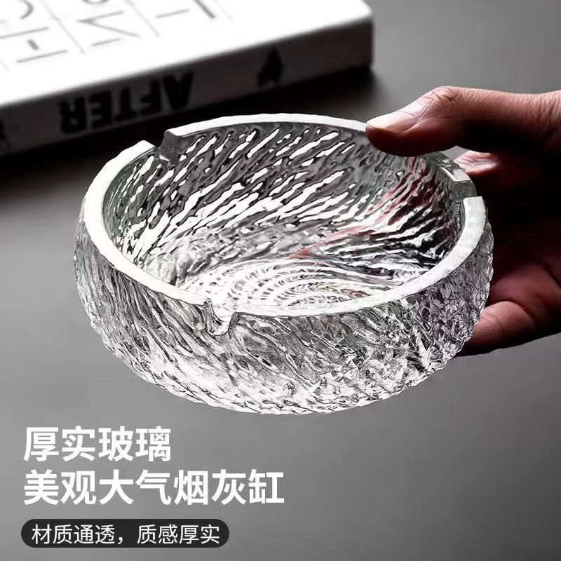 Light luxury ashtray for home and business use, high appearance level, glass ashtray, dirt-resistant, fashionable and creative, large-capacity office ashtray Specification image