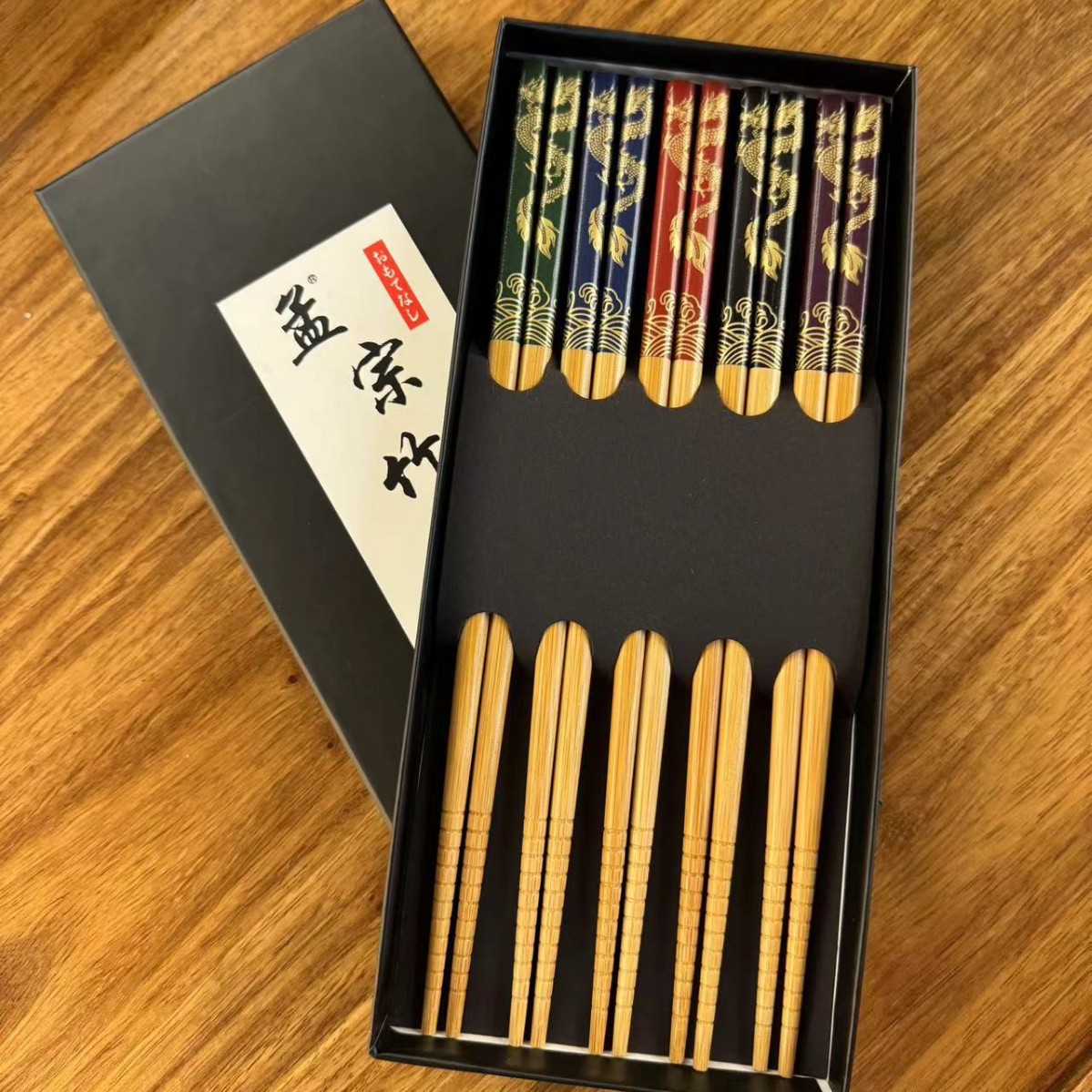 Colorful Golden dragon printed bamboo chopsticks, export chopsticks, household bamboo chopsticks, anti-slip chopsticks, festive, high-end printed chopsticks